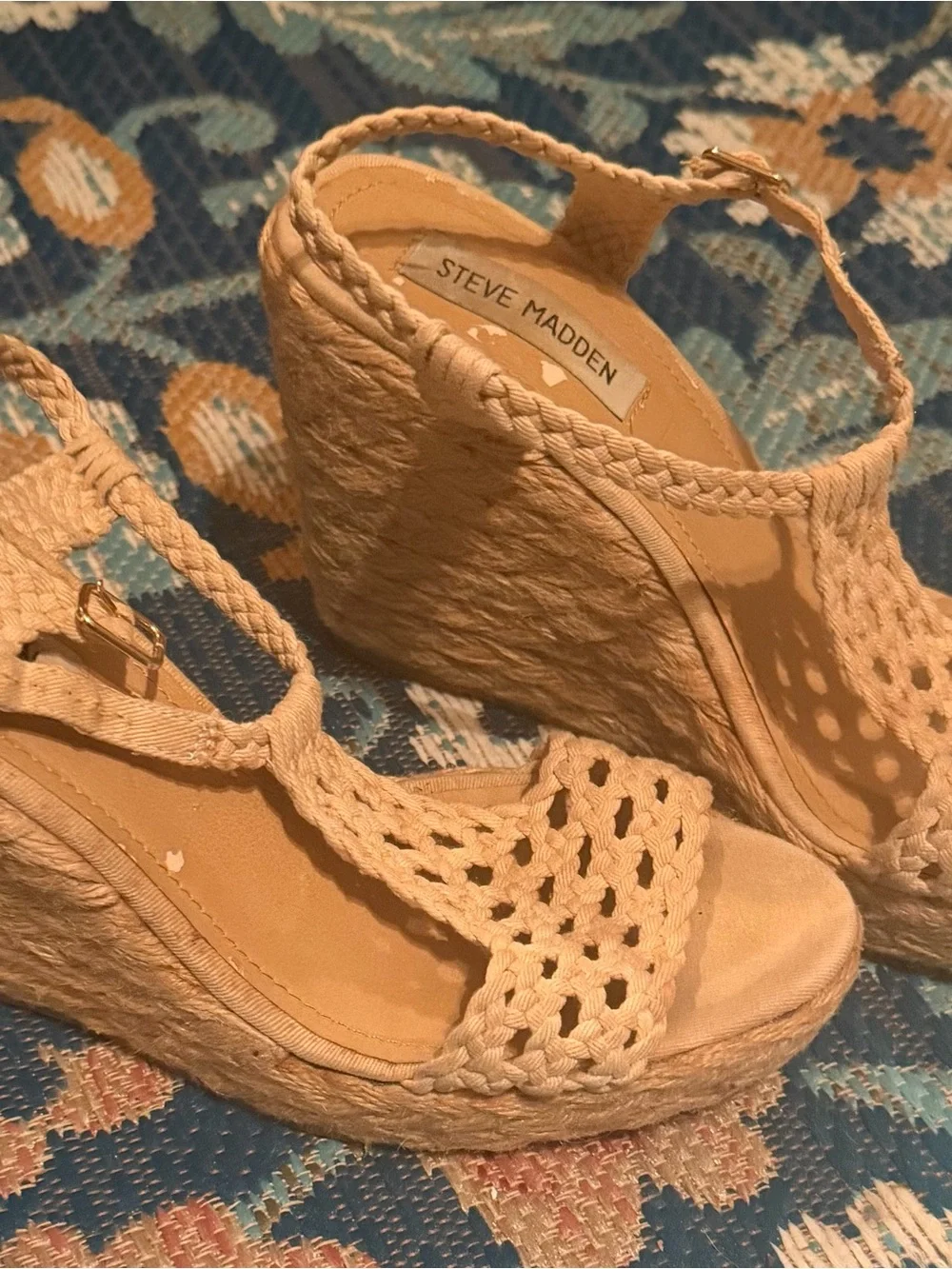 Steve Madden Natural Woven Espadrille Wedge Sandals